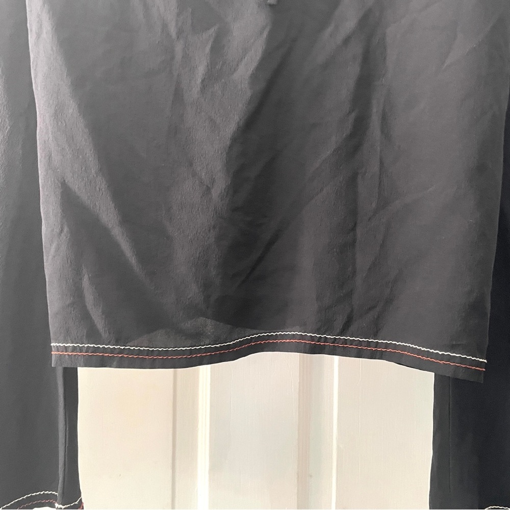Madewell Black Silk Stitched V-Neck Tie Open Back Long Bell Sleeve Top Size M - Picture 12 of 14
